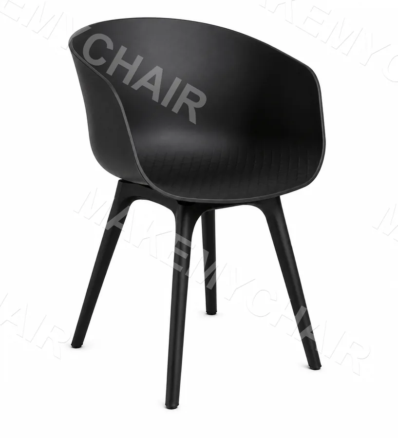 Moulded PP Bucket Cafeteria Chair with Armrests – Black